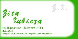 zita kubicza business card